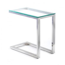 Side table STIVAR 30x50 cm matte chrome/clear