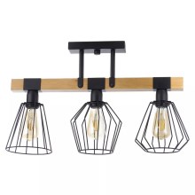 Surface-mounted chandelier CAMEROON 3xE27/60W/230V black/wood