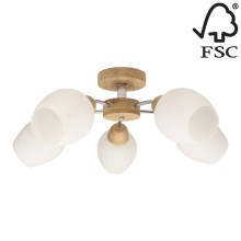 Surface-mounted chandelier PARMA 5xE27/40W/230V oak - FSC certified
