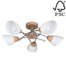 Surface-mounted chandelier VILETTA 5xE27/40W/230V oak - FSC certified