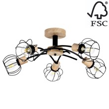 Surface-mounted chandelier VIVIANE 5xE27/60W/230V oak - FSC certified
