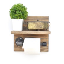 Toilet paper holder with a shelf BORU 14x30 cm spruce