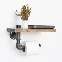 Toilet paper holder with shelf BORU 30x14 cm spruce