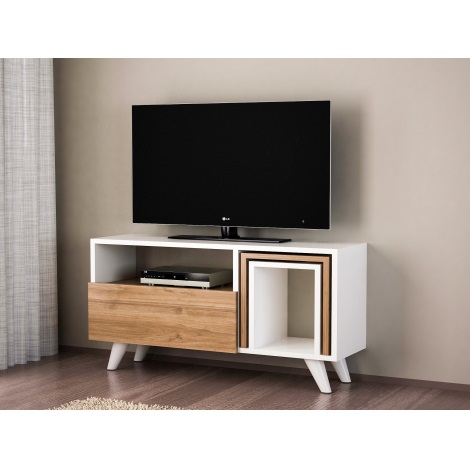 TV table NOVELLA 51x90 cm white/brown