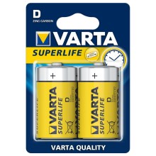 Varta 2020 - 2 pcs Zinc-carbon battery SUPERLIFE D 1,5V