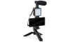 Vlogging set 4in1 - microphone, LED lamp, tripod, phone holder