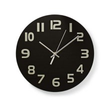 Wall clock 1xAA/1,5V glass 30 cm black