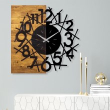 Wall clock 59x58 cm 1xAA wood/metal