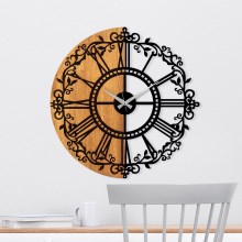 Wall clock d. 56 cm 1xAA wood/metal