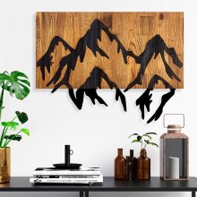 Wall decoration 58x44 cm mountains wood/metal