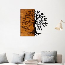 Wall decoration 58x58 cm tree wood/metal