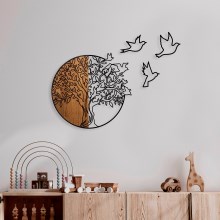 Wall decoration 60x56 cm tree and birds wood/metal