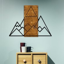 Wall decoration 78x58 cm mountains wood/metal