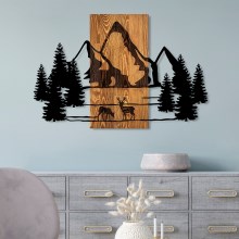 Wall decoration 88x57 cm mountains wood/metal