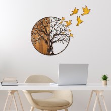 Wall decoration 92x71 cm tree and birds wood/metal