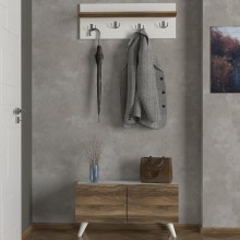 Wall hanger LORES 29,5x80 cm + shoe cabinet 41,5x80 cm brown/white