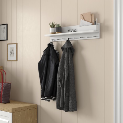 Wall hanger with a shelf 18x80 cm white