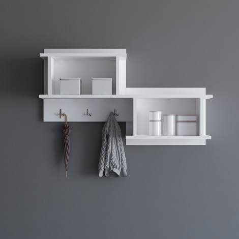 Wall hanger with a shelf NIZZA 51,8x100 cm white