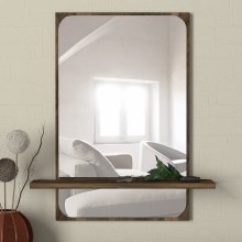 Wall mirror with a shelf EKOL 70x45 cm brown