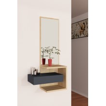 Wall mirror with a shelf STELLA 90x49 cm brown/anthracite