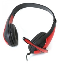 Wired headphones with microphone red