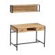 Work table PENA 72x100 cm + wall shelf 24x100 cm brown/black
