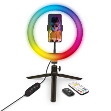 Yenkee - LED RGB Dimmable lamp with a tripod and holder for vlogging LED/5V + remote control